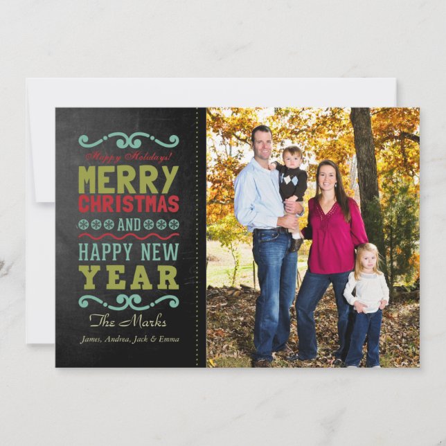 Vintage Rustic Merry  Christmas Photo Card (Front)