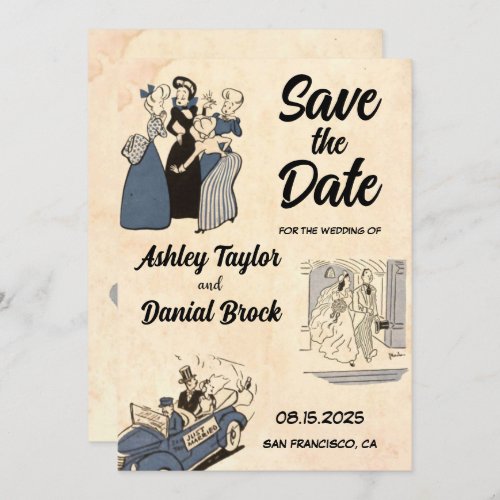 Vintage Rustic Modern Retro Wedding Save the Date Invitation