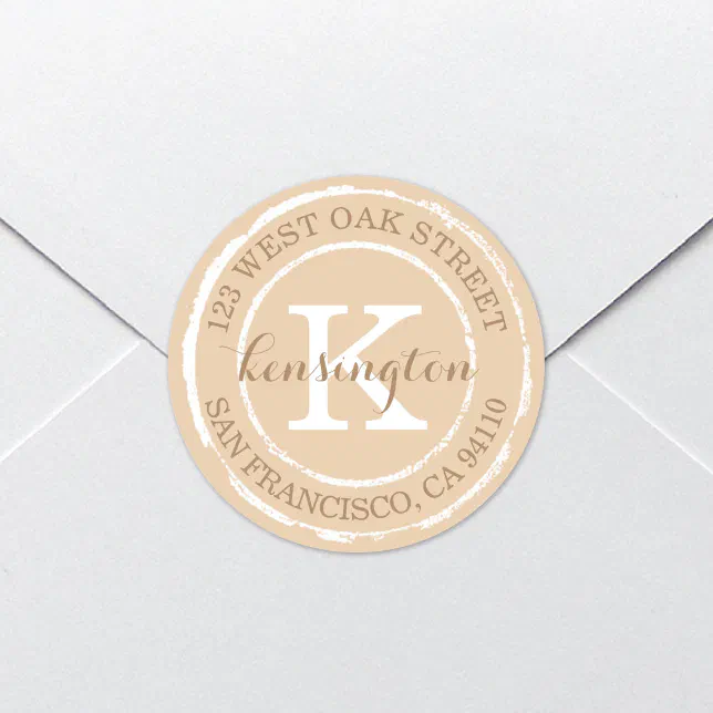Rustic Label Round Vintage Rustic Monogram | Round Address Label | Zazzle