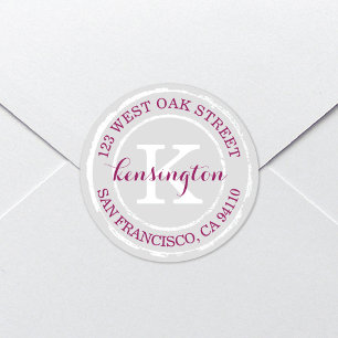 Vintage Rustic Monogram Round Address Label
