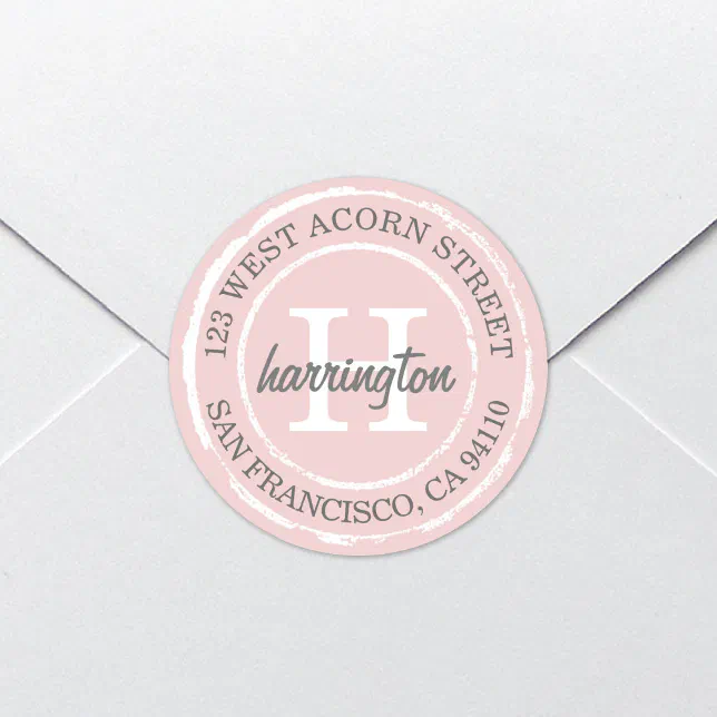 Rustic Label Round Vintage Rustic Monogram | Round Address Label | Zazzle