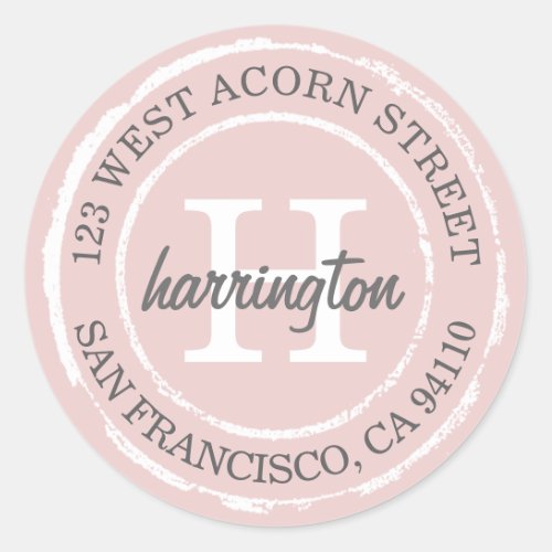 Vintage Rustic Monogram  Round Address Label