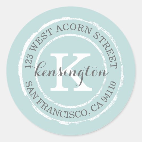 Vintage Rustic Monogram  Round Address Label