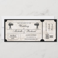 Vintage Rustic Movie Ticket Save the Date