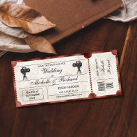 Vintage Rustic Movie Ticket Save the Date
