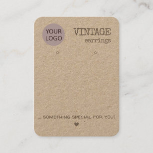Vintage Rustic Natural Paper Earrings Holder Brown Business Card