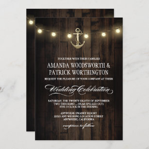 Vintage Rustic Nautical Anchor Wedding Invitations