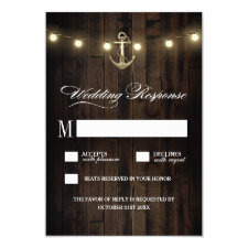 Vintage Rustic Nautical Anchor Wedding RSVP Cards