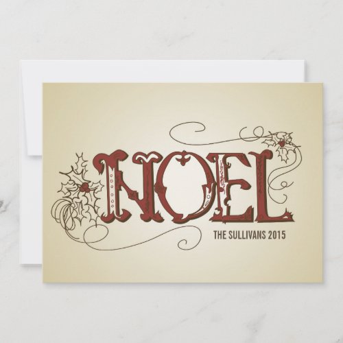 VINTAGE RUSTIC NOEL TYPOGRAPHY CHRISTMAS FLAT CARD