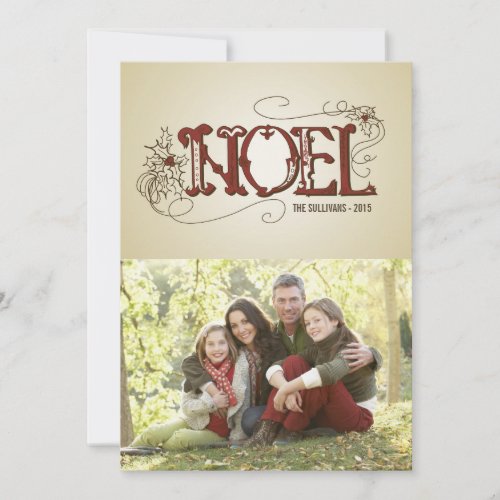 VINTAGE RUSTIC NOEL TYPOGRAPHY HOLIDAY PHOTO CARD