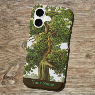 Vintage Rustic Oak Tree Custom Name iPhone 17 Case