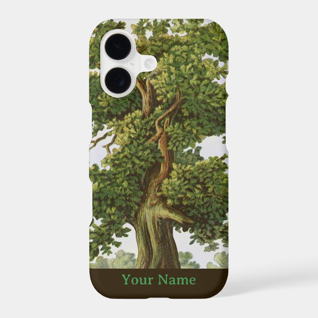 Vintage Rustic Oak Tree Custom Name Iphone Case (Back)
