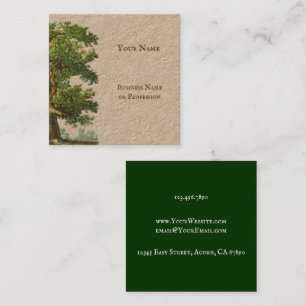 Vintage Rustic Oak Tree Custom Square Business Card