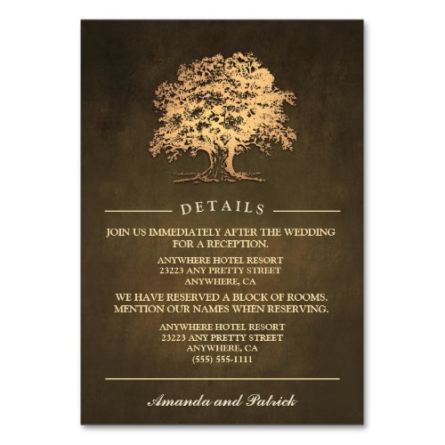 Vintage Rustic Oak Tree Reception  Hotel Cards