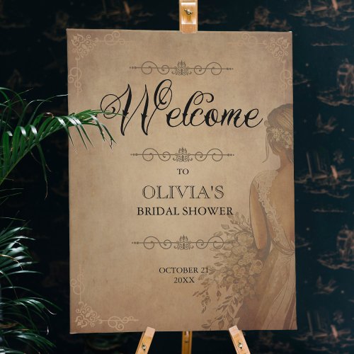 Vintage Rustic Old Parchment Bridal Shower Welcome Foam Board