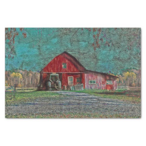 Vintage Rustic Old Red Teal Texture Barn Tissue Paper