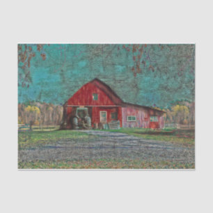 Vintage Rustic Old Red Teal Texture Barn Tissue Paper
