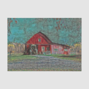 Vintage Rustic Old Red Teal Texture Barn Tissue Paper