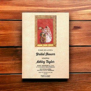 Vintage Rustic Old Romantic Couple Bridal Shower Invitation