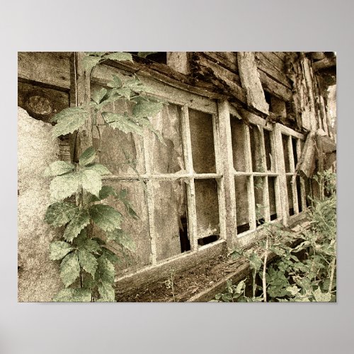 Vintage Rustic Old Wood Barn Windows Poster