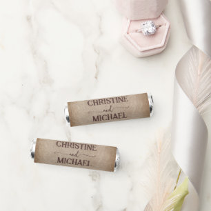 Vintage rustic paper brown mountains wedding breath savers® mints