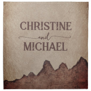 Vintage rustic paper brown mountains wedding cloth napkin