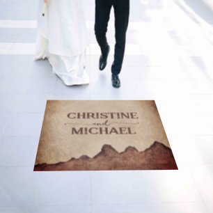 Vintage rustic paper brown mountains wedding floor decals