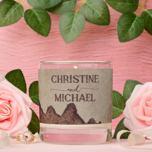 Vintage rustic paper brown mountains wedding scented candle