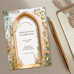 Vintage Rustic Pastel Meadow Wildflower Garden Invitation