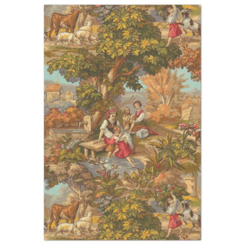 Vintage Rustic Pastoral Country Scene Tissue Paper