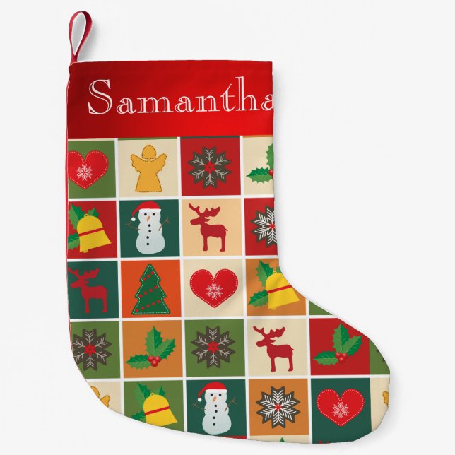 Vintage Rustic Patchwork Christmas Stocking Custom (Front)