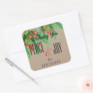 Vintage Rustic Peace and Joy Christmas Sticker