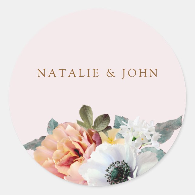 Vintage Rustic Peach Engagement Party Sticker (Front)