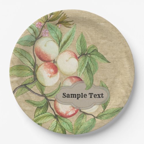 Vintage Rustic Peach Farmstand Paper Plates