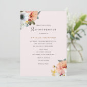 Vintage Rustic Peach Floral Quinceanera Invitation (Standing Front)
