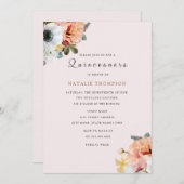 Vintage Rustic Peach Floral Quinceanera Invitation (Front/Back)