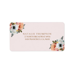 Vintage Rustic Peach Floral Return Address Label