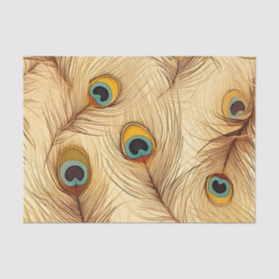 Vintage Rustic Peacock Feathers Print Tissue Paper