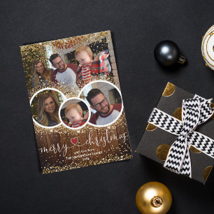 Vintage Rustic Photo Collage Christmas Farm Holiday Card