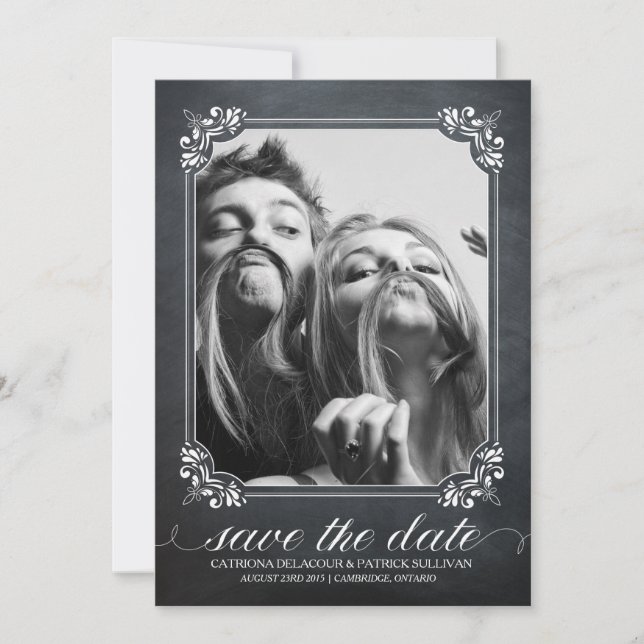 Vintage Rustic Photo Save The Date Announcement (Front)