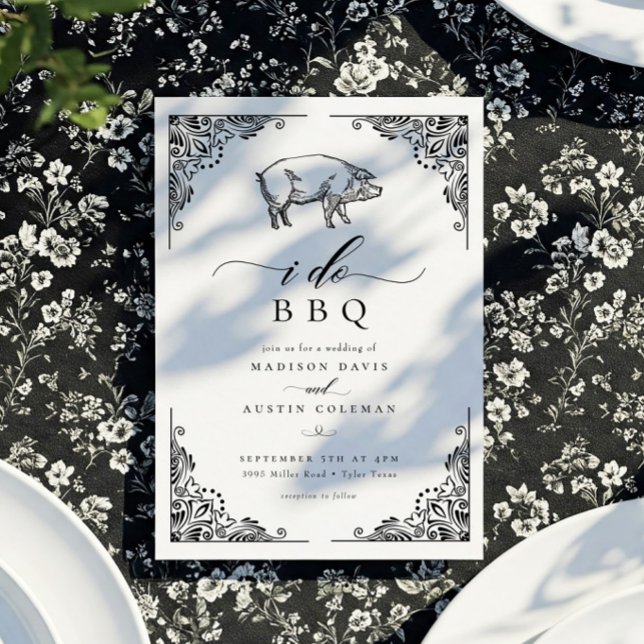 Vintage Rustic Pig I Do BBQ Casual Wedding Invitation (Creator Uploaded)