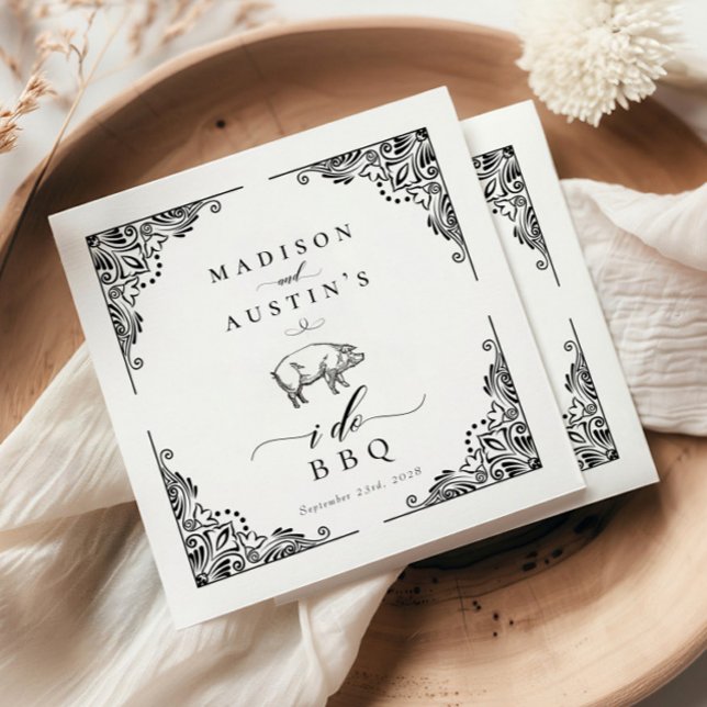 Vintage Rustic Pig I Do BBQ Casual Wedding Napkins (Creator Uploaded)