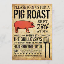 Vintage Rustic Pig Roast Invitation II