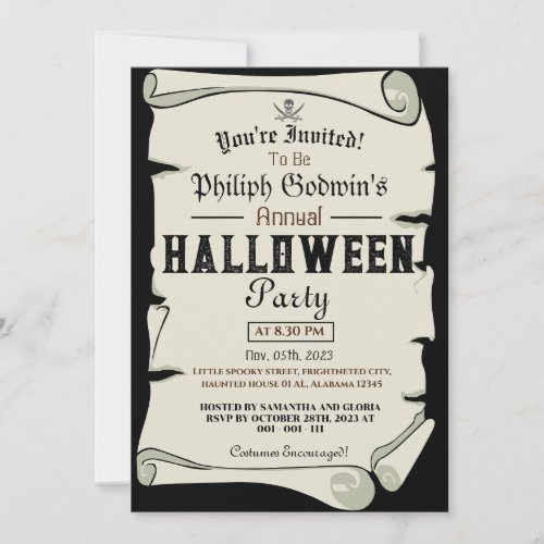 Vintage rustic Pirates Halloween Costume Party  Invitation