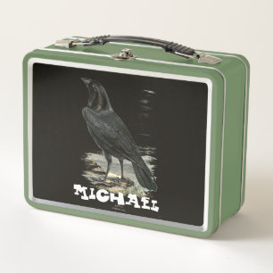 Vintage Rustic Raven Personalized Metal Lunch Box