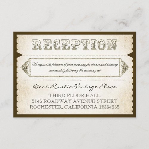 vintage rustic reception cards - tickets