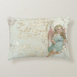 Vintage Rustic Rectangle Throw Pillow With Angel