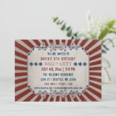 Vintage Rustic Red and Blue Memorial Day Birthday Invitation (Standing Front)
