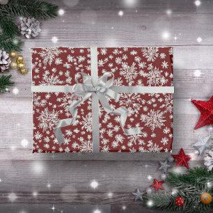 Vintage Rustic Red and white snowflakes Christmas  Wrapping Paper