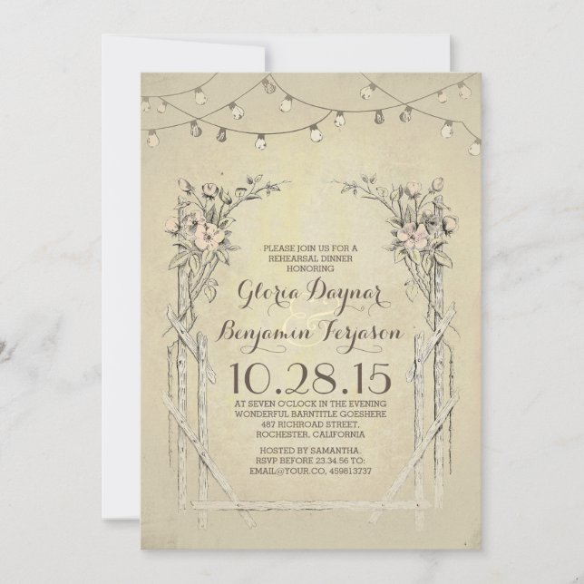 vintage rustic rehearsal dinner invitation (Front)